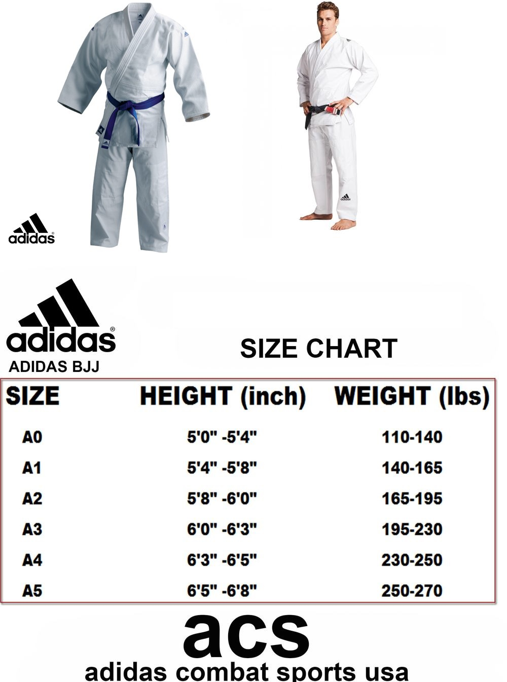 Judo Gi Size Chart Adidas